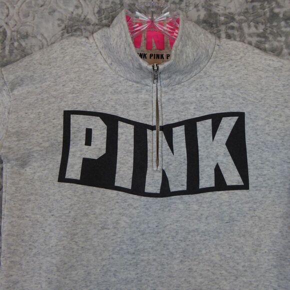 Victoria’s Secret PINK Sweatshirt Women's Small 1/4 Zip Everyday Classic Logo - Picture 3 of 8